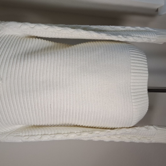 Makobi Men’s Streetwear Sweater Cable Knit Zip Cardigan Cream Hooded Pockets XL - Picture 7 of 15